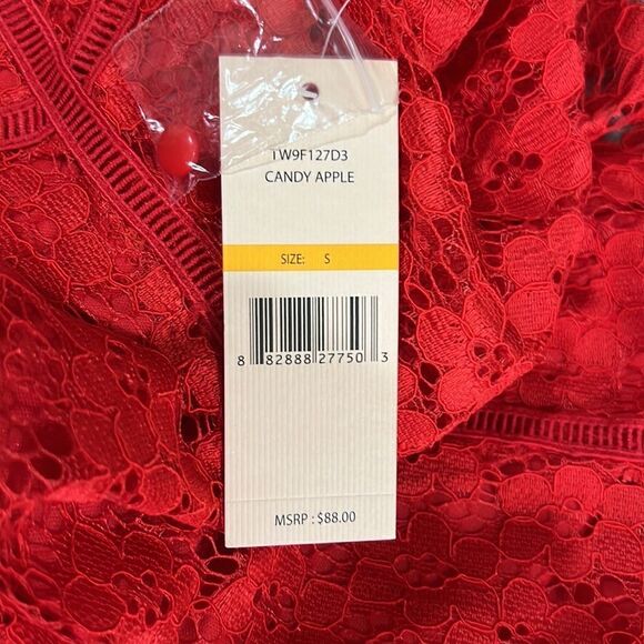 Nanette Lepore Candy Apple red lace sleeveless top NWT size small - Picture 10 of 10